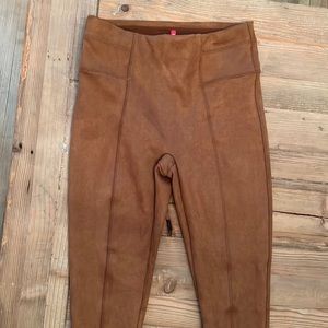 Womens Spanx brown faux suede leggins